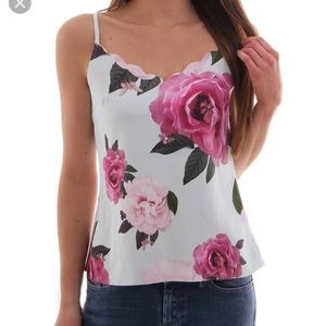 🌸Ted Baker London Floral Camisole Sleeveless Straps Tank Top Blouse - Pink/White